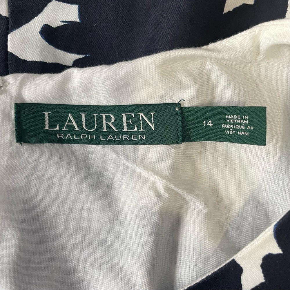 Lauren Ralph Lauren navy blue and white dress.  Size 14 - Picture 12 of 13